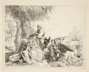 Descanso durante la Huida a Egipto, de la serie Idee pittoresche sopra la fuga en Egitto (Huida a Egipto)