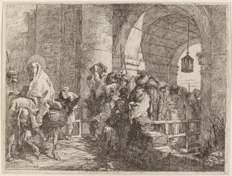 La Sagrada Familia Llegando a una Puerta de la Ciudad