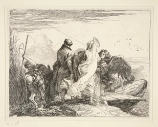 La Sagrada Familia junto a un río, de la serie Idee pittoresche sulla fuga en Egitto (Huida a Egipto)