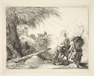 La Sagrada Familia en un camino pedregoso, de la serie Idee pittoresche sulla fuga en Egitto (Huida a Egipto)