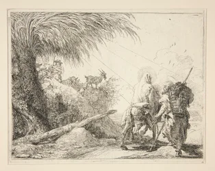 La Virgen, montada en el burro y vista de espaldas, de la serie Idee pittoresche sopra la fuga en Egitto (Huida a Egipto)