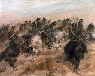 Campaña de Italia 1859: La carga de la caballería piamontesa. Pintura de Giovanni Fattori (1825-1908). Roma, Galería Nacional de Arte Moderno