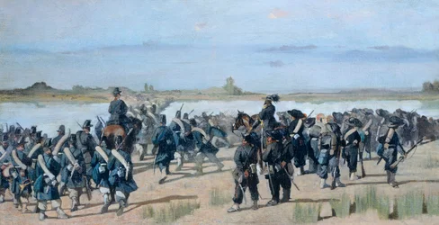 Cruzando el río Mincio, por Giovanni Fattori (1825-1908)