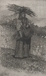 Campesina recogiendo leña, 1884-1908