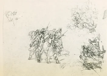 Tres bocetos para grupos de soldados