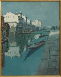 Canal en Venecia (pintura al óleo)