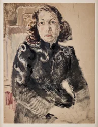 Chica de negro (óleo sobre papel)