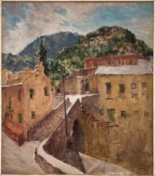 Paisaje de Liguria (óleo sobre madera contrachapada)