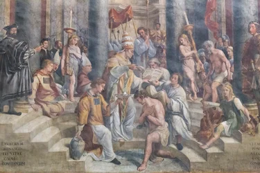 El bautismo de Constantino, detalle, sala de Constantino