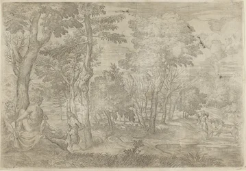 paisaje con ninfas y sátiros