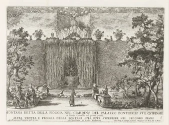 Fontein in de tuinen van het Quirinal Palace te Rome Fuente conocida como la lluvia en el jardín del palacio papal en el Quirinale (...) (título sobre objeto) Las fuentes en los palacios y jardines de Roma (título de la serie) Fonteinen in de paleizen en t