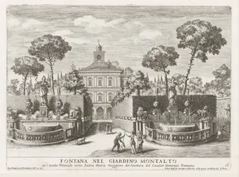 Fuentes en los jardines de la Villa Montalto Negroni en Roma - Fontana nel giardino Montalto (...) (título en el objeto) - Le fontane ne palazzi e ne giardini di Roma (título de la serie) - Fuentes en los palacios y jardines de Roma (título de la serie)