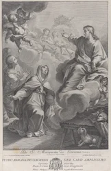 Santa Margarita de Cortona, arrodillada ante Cristo, después de Pietro Andrea Pucciardi