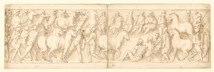 32 copias después de la columna de Marco Aurelio, Piazza Colonna en Roma