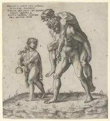 Eneas rescatando a Anquises, un niño llevando una linterna a la izquierda, ca. 1525