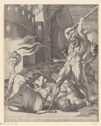 Hércules lucha contra el Cerbero Escenas con Hércules (título de la serie)