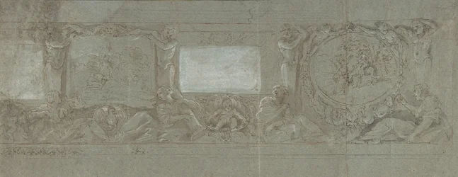 Diseño para una decoración mural con el sacrificio de Abraham y la huida a Egipto, ca. 1600-1647
