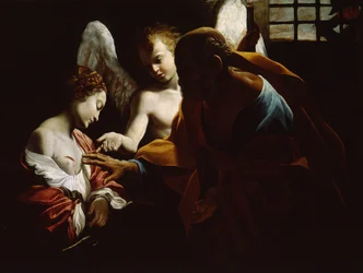 Santa Águeda atendida por San Pedro y un ángel en prisión, ca. 1614
