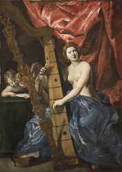 Venus tocando el arpa
