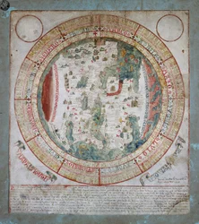 Mapa mundial, iluminación de Giovanni Leardo, Biblioteca Civica Bertoliana, Vicenza
