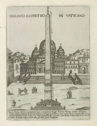 Obelisco del Vaticano Obelisco a S. Pietro in Vaticano (título sobre objeto) Monumentos y edificios modernos y antiguos en Roma (título de la serie) Ornamenti di fabriche antichi et moderni dell