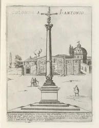 columna de san antonio Colonna a S. Antonio (título sobre objeto) Monumentos y edificios modernos y antiguos en Roma (título de la serie) Ornamenti di fabriche antichi et moderni dell