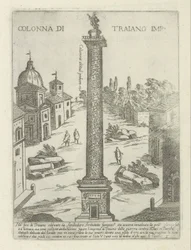 Columna de Trajano en Roma Colonna di Traiano imp. (título en el objeto) Monumentos y edificios modernos y antiguos en Roma (título de la serie) Ornamenti di fabriche antichi et moderni dell