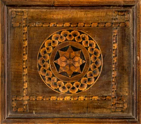 Coro Canónico de Madera, Incrustado por Giovanni Maria Platina 1484, Stallo Inferior