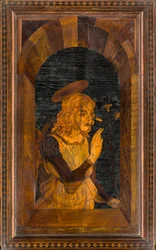 Coro canónico de madera, Incrustado por Giovanni Maria Platina 1484, Sitial superior