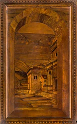 Coro Canónico de Madera, Incrustado por Giovanni Maria Platina 1484, Stallo Superior