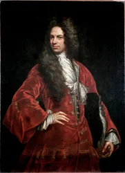 Retrato de un caballero con traje rojo