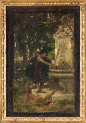 En la fuente (óleo sobre tabla)
