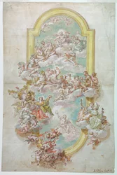 Dibujo, Techo con Júpiter, Jun, 1718-30