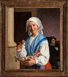 Chica con una cesta, dentro de la sala de billar (óleo sobre lienzo)