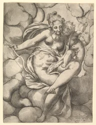 Venus y Cupido en las nubes, 1568