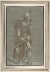 Figura masculina de pie con las manos levantadas, 1565-71