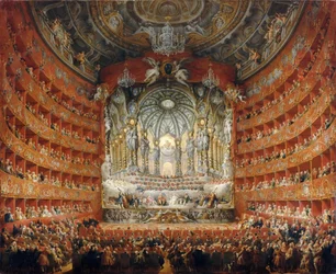 Fiesta musical dada por el cardenal de La Rochefoucauld en el Teatro Argentina en Roma