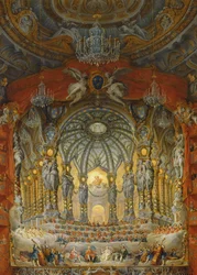 Concierto dado por el Cardenal de La Rochefoucauld en el Teatro Argentina en Roma, en el matrimonio de Luis el Delfín (1729-65) hijo de Luis XV, con María Josefa de Sajonia (1731-67), 1747