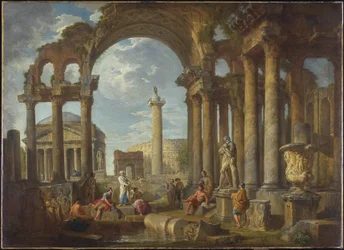 Un Capricho de Ruinas Romanas con el Panteón