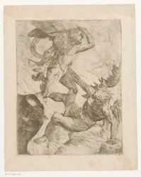 Arcángel Miguel luchando contra el diablo