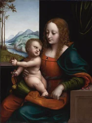 "Madone aux cerises" Pintura de Giovan Pietro Rizzoli (Ricci o Rizzi) dit Giampietrino (actuando entre 1508 y 1549) Colección privada