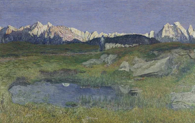 Paisaje alpino al atardecer