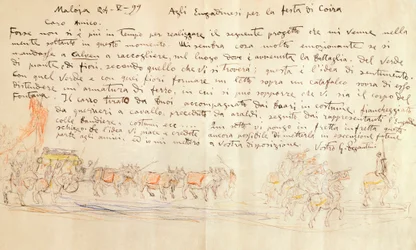 Boceto para la procesión de la Fiesta de Calven Coira, por Giovanni Segantini (1858-1899)