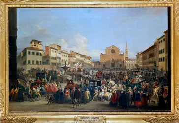 Carnaval en la Plaza Santa Croce en Florencia