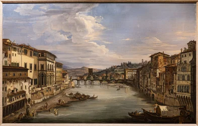 Vista del Arno desde el Ponte Vecchio hacia el puente Alle Grazie