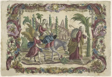 En el vuelo a Egipto La fuga de Jesus Christo en Egipto / La huida de nuestro Señor Jesucristo a Egipto (título sobre objeto)