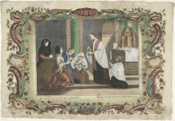 El Sacramento de la Eucaristía tercero sacramentum eucaristía / III. sacramento la eucaristia (título sobre objeto) Los siete sacramentos (título de la serie)