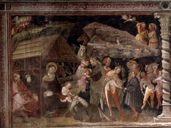 Natividad. Del ciclo de los Magos (Fresco, ca 1420)