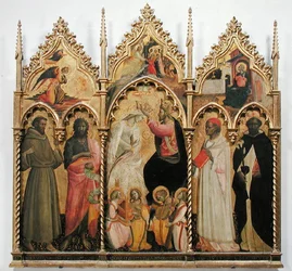 Coronación de la Virgen con santos, hacia 1420