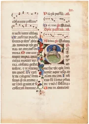 El salmista en el mar, inicial "S" en una hoja de un breviario iluminado, Bolonia o Ferrara, c.1440 (tinta y color sobre vitela)